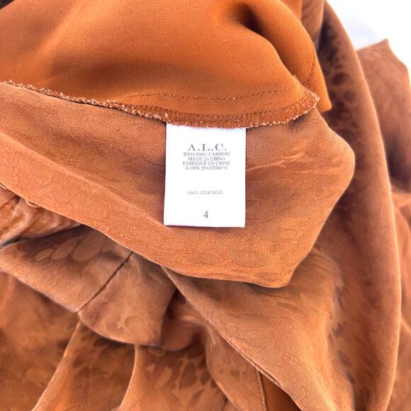 A.L.C. Silk Jameson Cropped Wide Leg Luxury Trousers Pants Rust Leopard 4 ALC - Picture 7 of 8